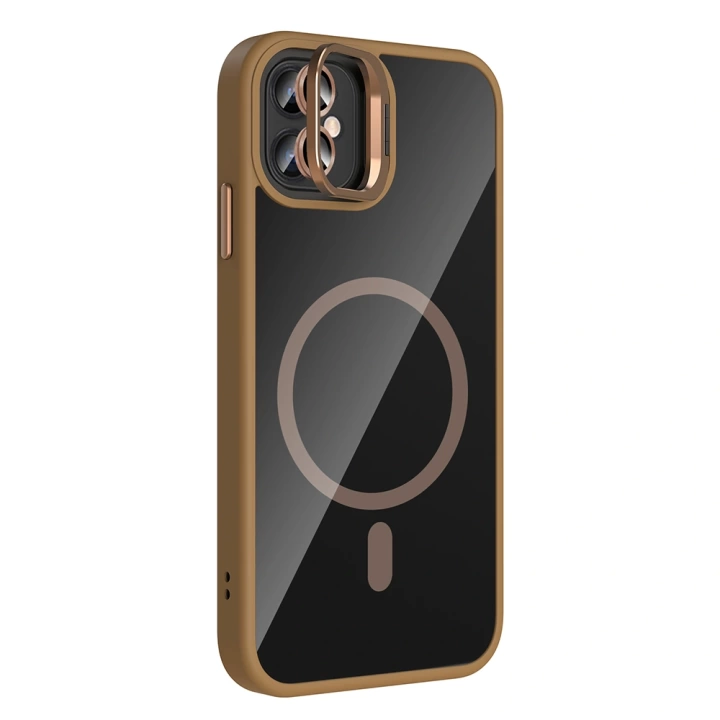 Apple iPhone 11 Kılıf Standlı ve Kamera Lens Hediyeli M-Safe Şarj Özellikli Redclick Etro Kapak
