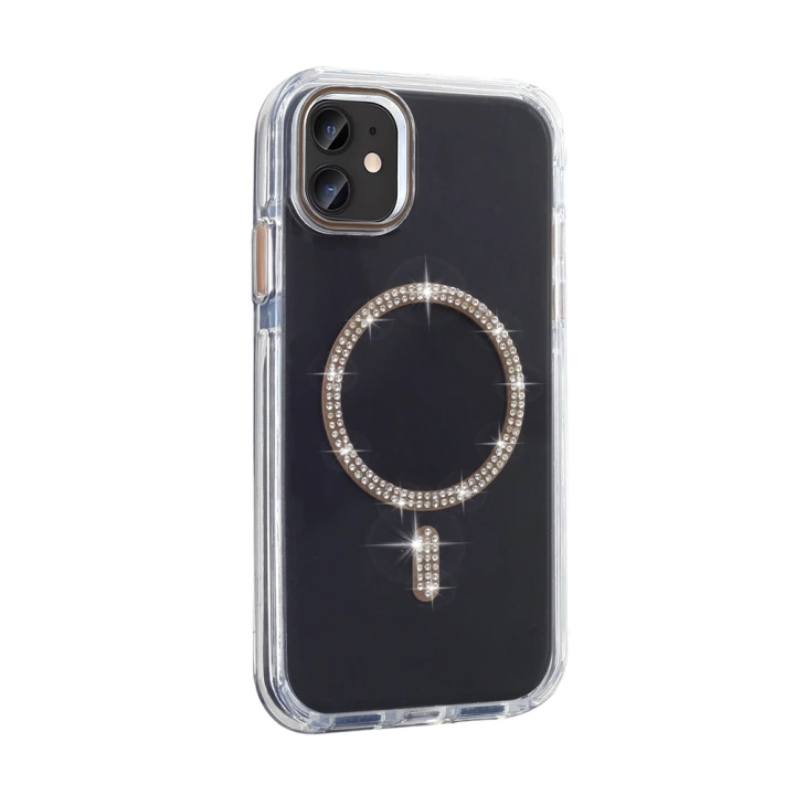 Apple iPhone 11 Kılıf Taşlı Tasarım M-safe Şarj Özellikli Redclick Koment Silikon Kapak