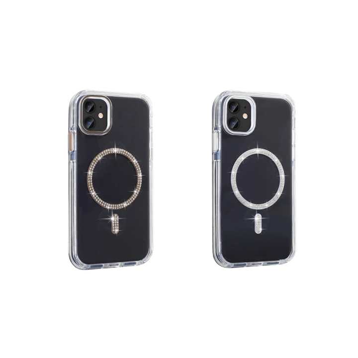 Apple iPhone 11 Kılıf Taşlı Tasarım M-safe Şarj Özellikli Redclick Koment Silikon Kapak