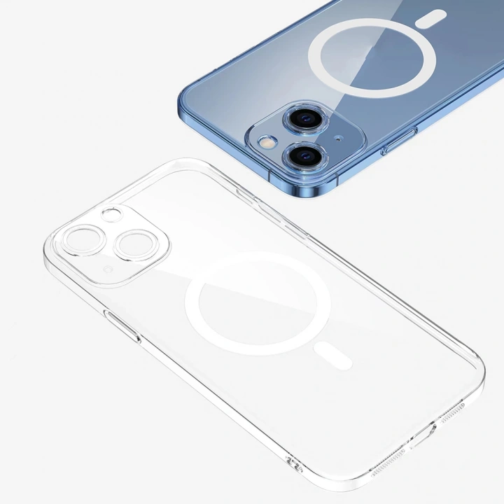 Apple iPhone 13 Kamera Korumalı M-Safe Şarj Özellikli Şeffaf Redclick London Silikon Kapak