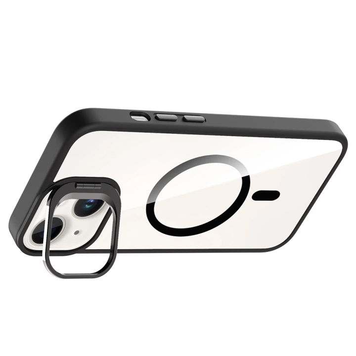 Apple iPhone 13 Kılıf Standlı ve Kamera Lens Hediyeli M-Safe Şarj Özellikli Redclick Etro Kapak