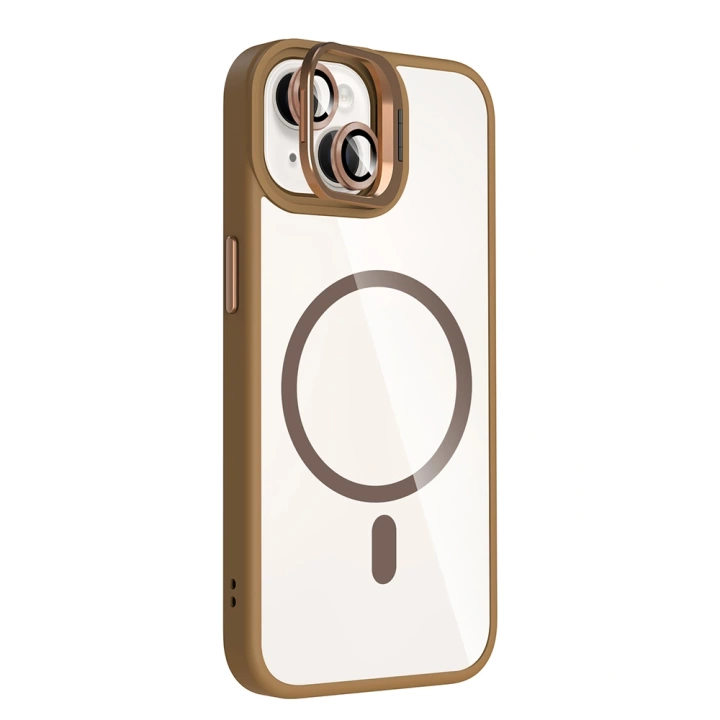 Apple iPhone 13 Kılıf Standlı ve Kamera Lens Hediyeli M-Safe Şarj Özellikli Redclick Etro Kapak