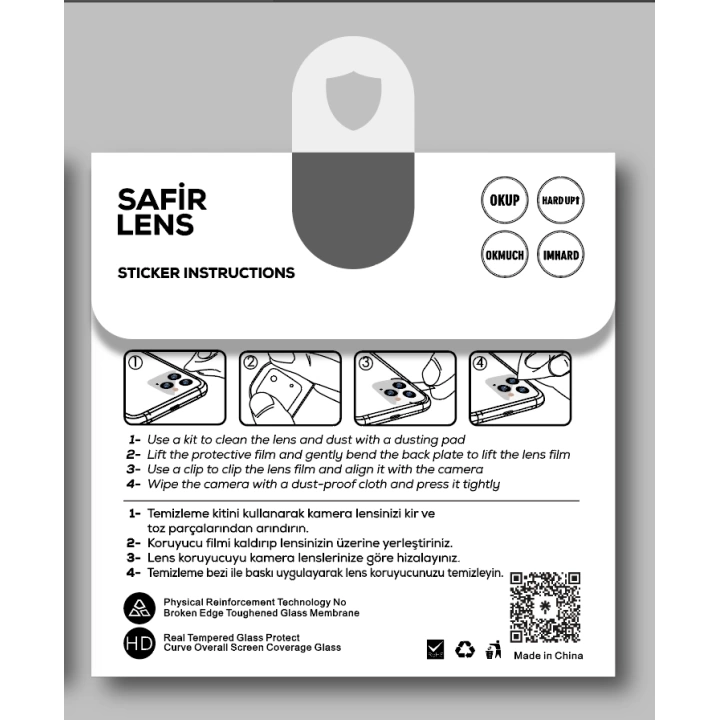 Apple iPhone 13 Mini Redclick CL-11 Safir Parmak İzi Bırakmayan Anti-Reflective Kamera Lens Koruyucu