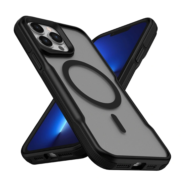 Apple iPhone 13 Pro Kılıf Magsafe Şarj Özellikli Renkli Kenar Airbag Şeritli Redclick Lamer Kapak