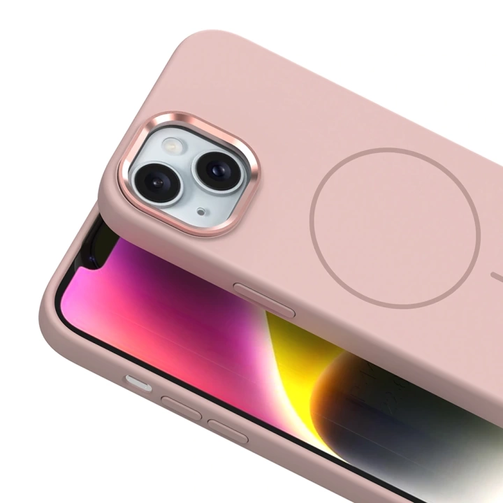 Apple iPhone 14 Kılıf M-Safe Şarj Özellikli Metal Kamera Çerçeveli Redclick Edi Silikon Kapak