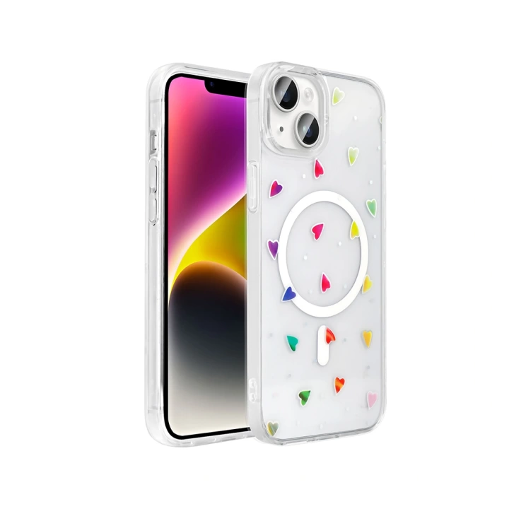 Apple iPhone 14 Kılıf M-Safe Şarj Özellikli Şeffaf Redclick Folk Sert Kapak