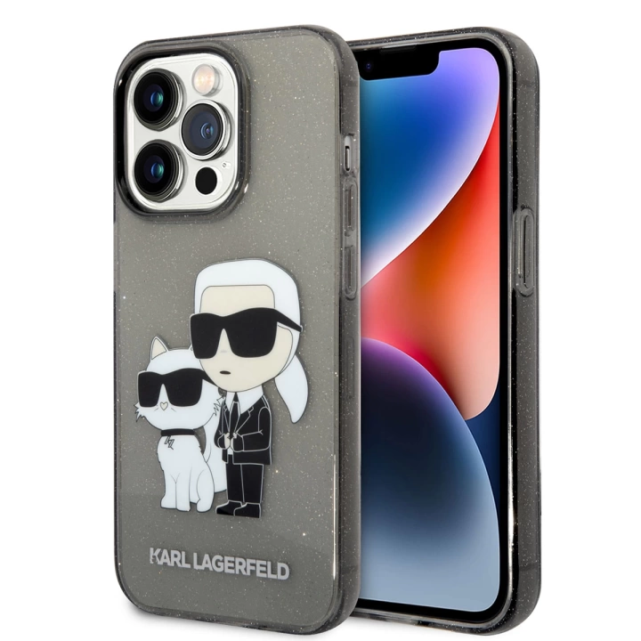 Apple iPhone 14 Pro Max Kılıf Karl Lagerfeld Transparan Simli K&C Dizayn Kapak