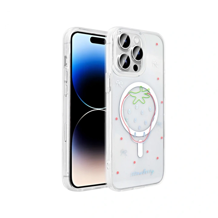 Apple iPhone 14 Pro Max Kılıf M-Safe Şarj Özellikli Şeffaf Redclick Folk Sert Kapak