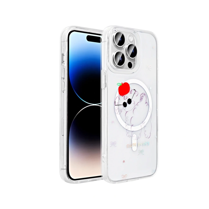 Apple iPhone 14 Pro Max Kılıf M-Safe Şarj Özellikli Şeffaf Redclick Folk Sert Kapak