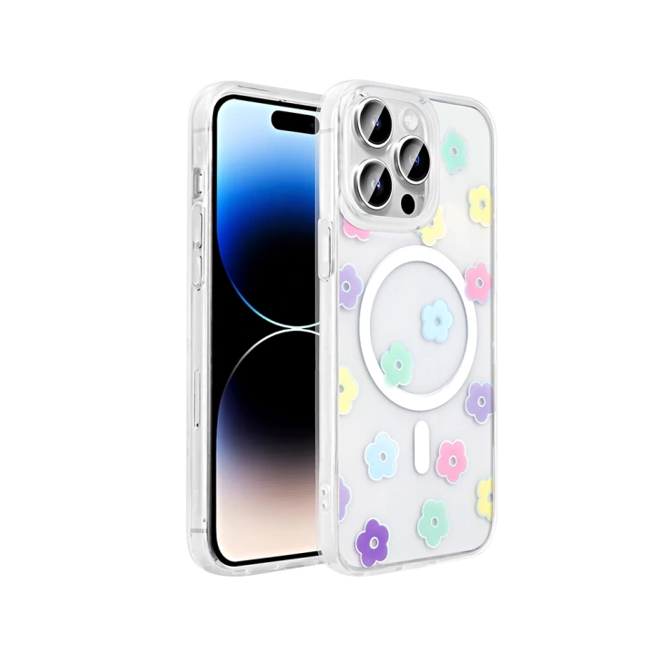 Apple iPhone 14 Pro Max Kılıf M-Safe Şarj Özellikli Şeffaf Redclick Folk Sert Kapak