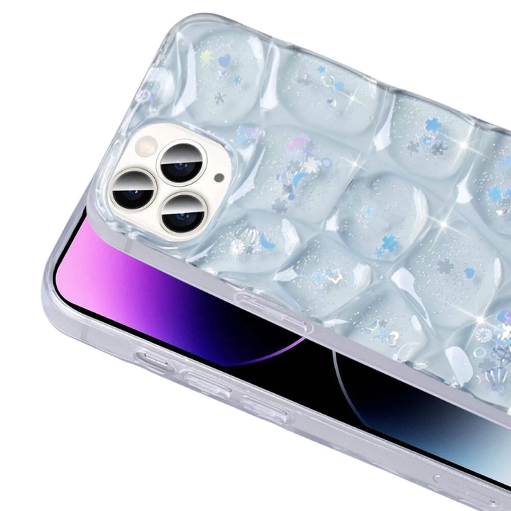 Apple iPhone 14 Pro Max Kılıf Simli 3D Desenli Redclick Hacar Kadın Kapak