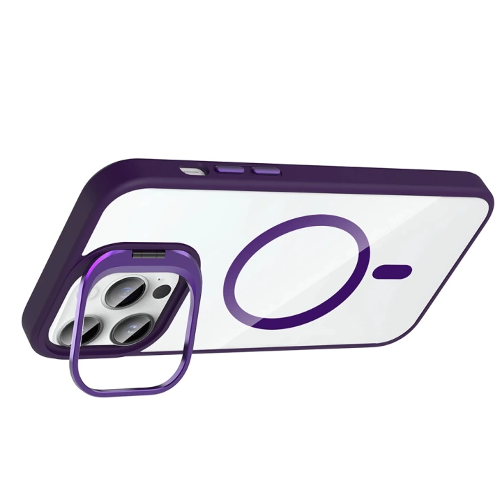 Apple iPhone 14 Pro Max Kılıf Standlı ve Kamera Lens Hediyeli M-Safe Şarj Özellikli Redclick Etro Kapak