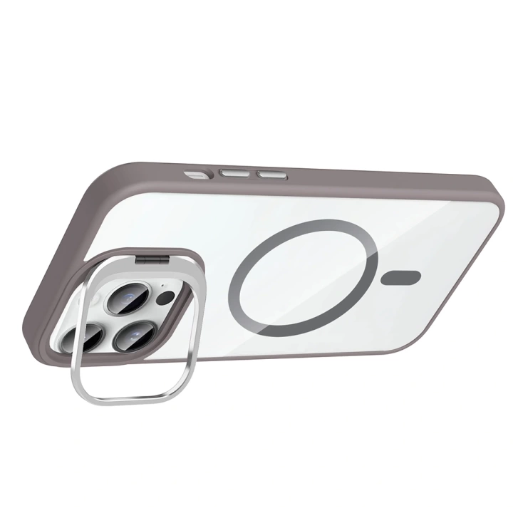 Apple iPhone 14 Pro Max Kılıf Standlı ve Kamera Lens Hediyeli M-Safe Şarj Özellikli Redclick Etro Kapak