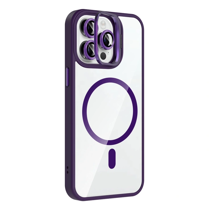 Apple iPhone 14 Pro Max Kılıf Standlı ve Kamera Lens Hediyeli M-Safe Şarj Özellikli Redclick Etro Kapak