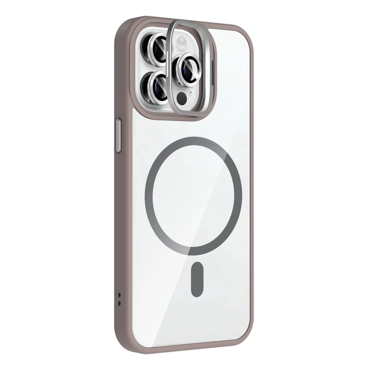Apple iPhone 14 Pro Max Kılıf Standlı ve Kamera Lens Hediyeli M-Safe Şarj Özellikli Redclick Etro Kapak