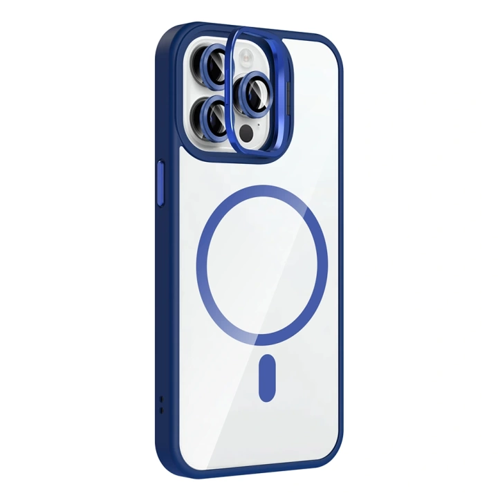 Apple iPhone 14 Pro Max Kılıf Standlı ve Kamera Lens Hediyeli M-Safe Şarj Özellikli Redclick Etro Kapak