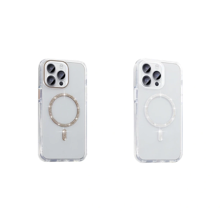Apple iPhone 14 Pro Max Kılıf Taşlı Tasarım M-safe Şarj Özellikli Redclick Koment Silikon Kapak