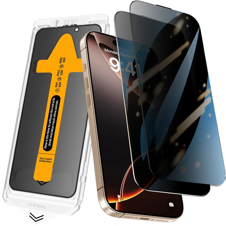 Apple iPhone 14 Redclick 2.5D Oliv Privacy Temperli Cam Ekran Koruyucu + Kolay Uygulama Aparatı