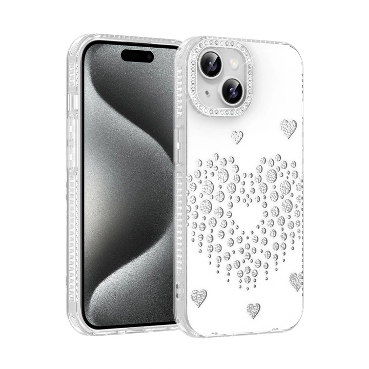 Apple iPhone 15 Kılıf Damla Taşlı Redclick Rivas Sert PC Kapak