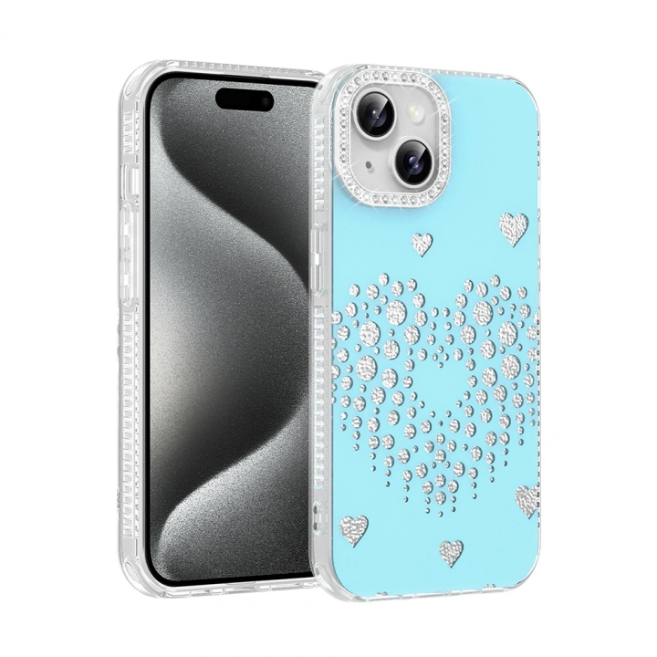 Apple iPhone 15 Kılıf Damla Taşlı Redclick Rivas Sert PC Kapak