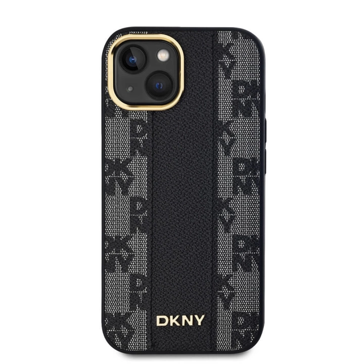 Apple iPhone 15 Kılıf DKNY Orjinal Lisanslı MagSafe Şarj Özellikli 3D Yazılı Checkered Pattern Kapak