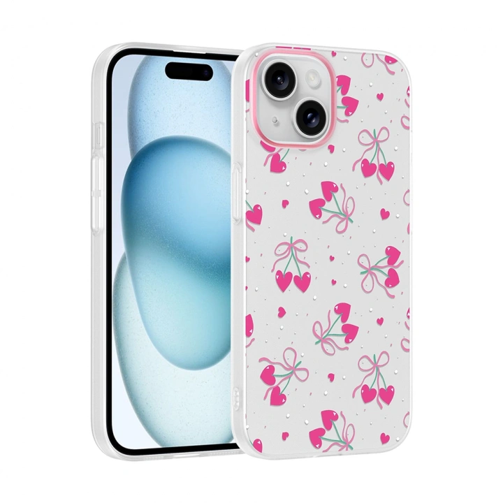 Apple iPhone 15 Kılıf Kamera Korumalı Desenli Redclick Klip Kapak