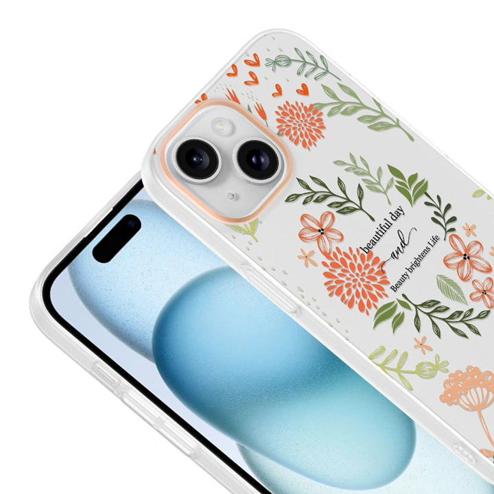Apple iPhone 15 Kılıf Kamera Korumalı Desenli Redclick Klip Kapak