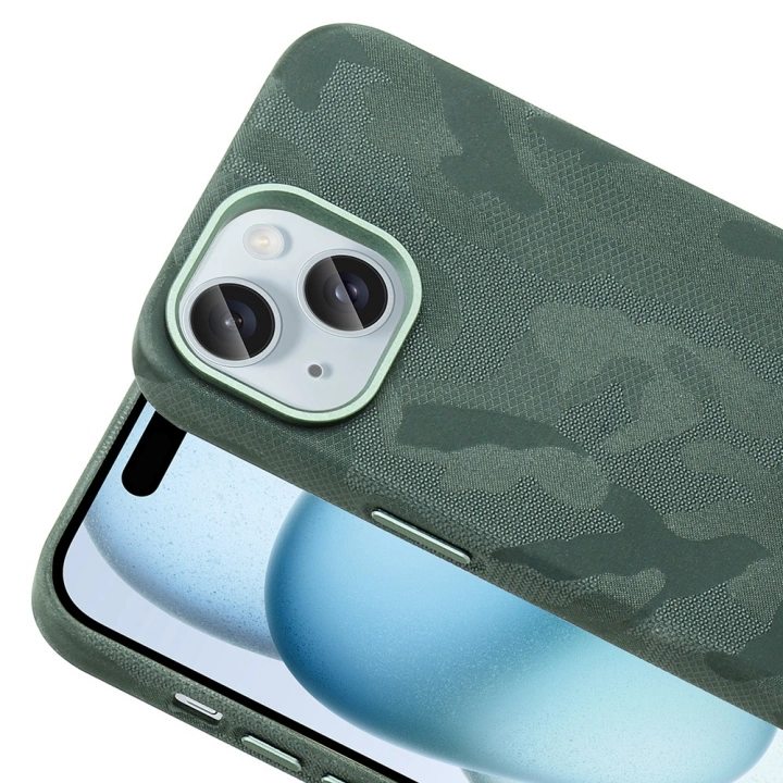 Apple iPhone 15 Kılıf M-Safe Şarj Özellikli Kamuflaj Tasarımlı Redclick Sera Sert PC Kapak