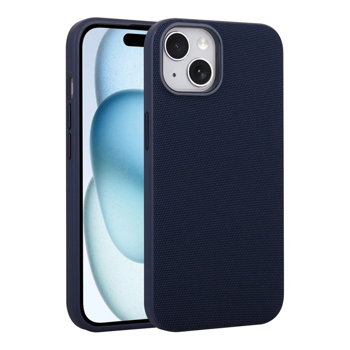 Apple iPhone 15 Kılıf M-Safe Şarj Özellikli Kumaş Tasarımlı Redclick Miami Sert PC Kapak