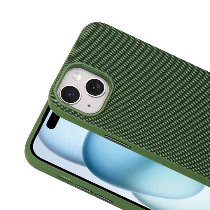 Apple iPhone 15 Kılıf M-Safe Şarj Özellikli Kumaş Tasarımlı Redclick Miami Sert PC Kapak
