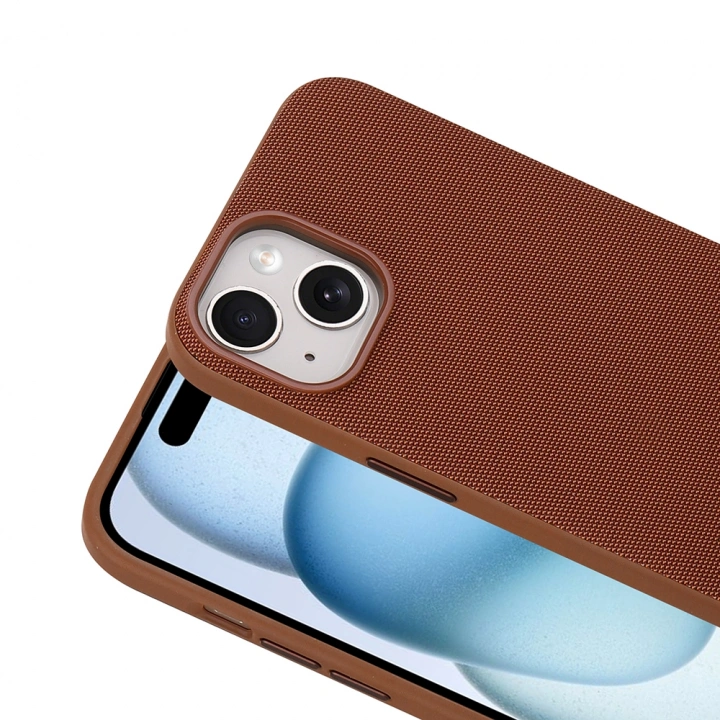 Apple iPhone 15 Kılıf M-Safe Şarj Özellikli Kumaş Tasarımlı Redclick Miami Sert PC Kapak