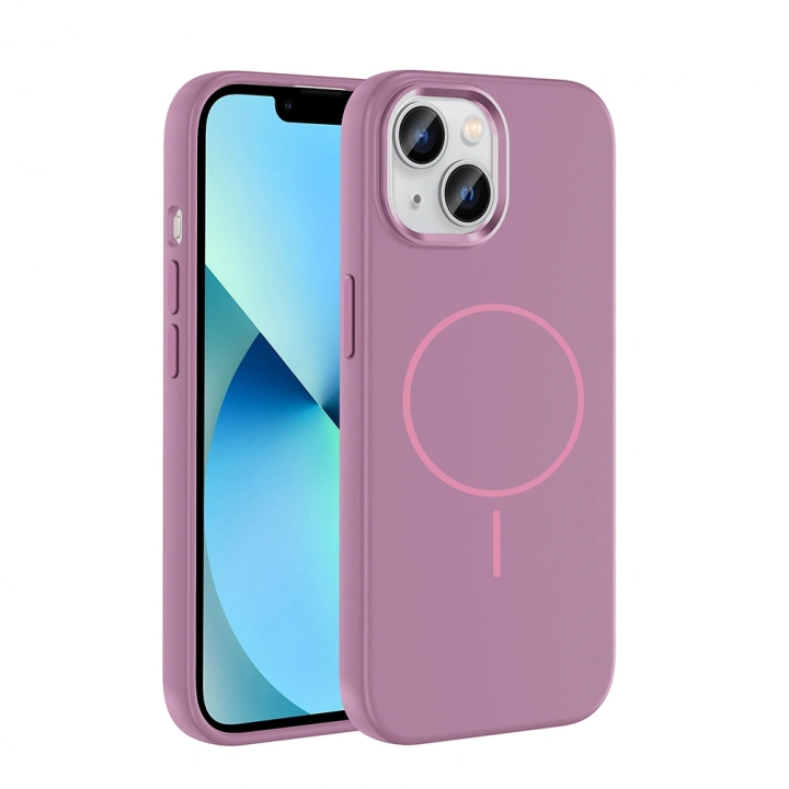 Apple iPhone 15 Kılıf M-Safe Şarj Özellikli Metal Kamera Çerçeveli Redclick Edi Silikon Kapak