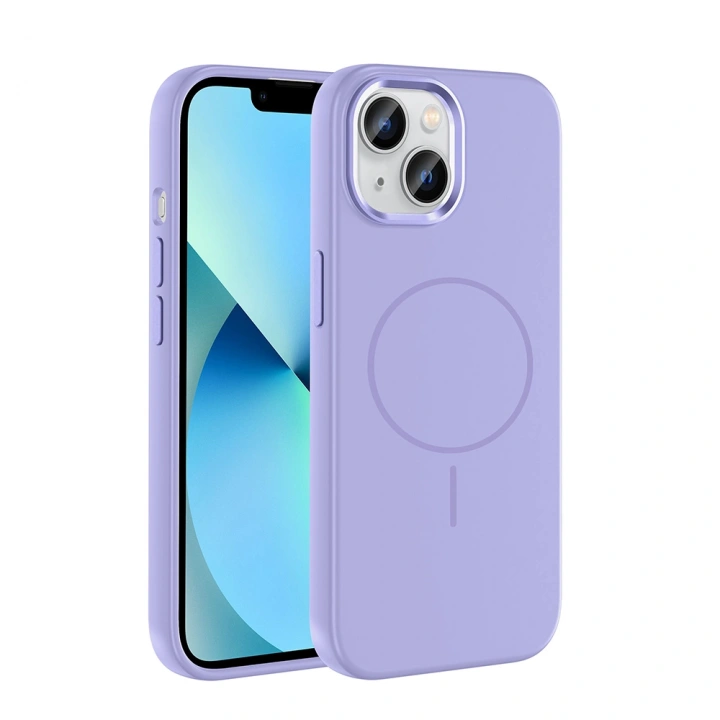 Apple iPhone 15 Kılıf M-Safe Şarj Özellikli Metal Kamera Çerçeveli Redclick Edi Silikon Kapak