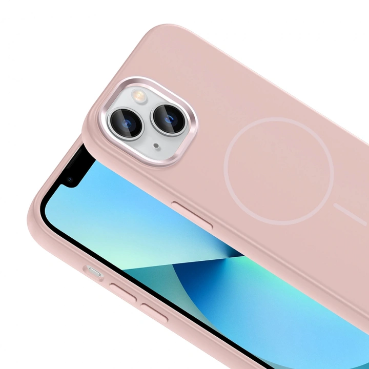 Apple iPhone 15 Kılıf M-Safe Şarj Özellikli Metal Kamera Çerçeveli Redclick Edi Silikon Kapak