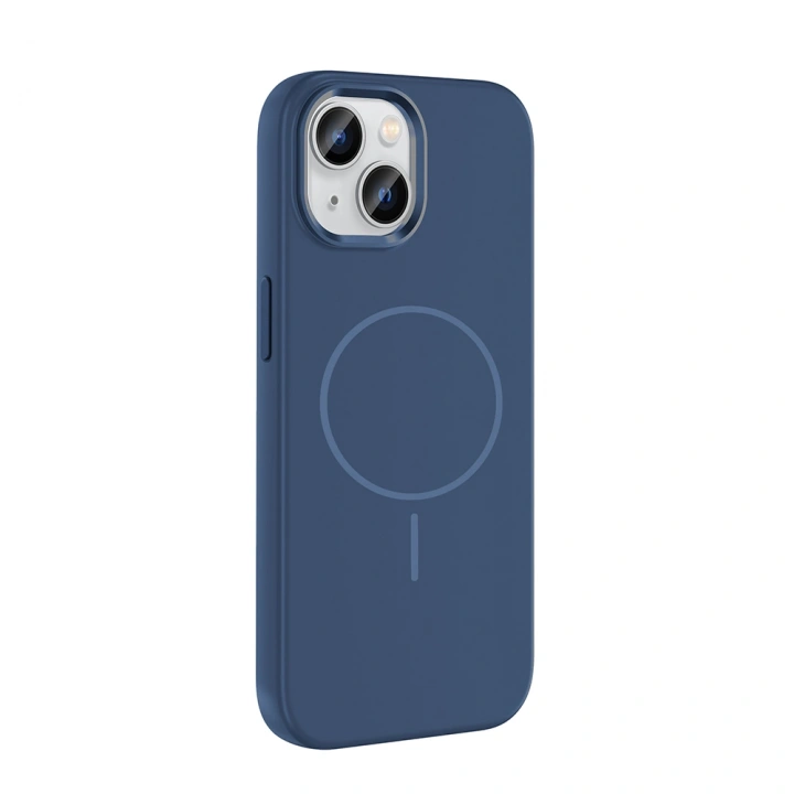 Apple iPhone 15 Kılıf M-Safe Şarj Özellikli Metal Kamera Çerçeveli Redclick Edi Silikon Kapak