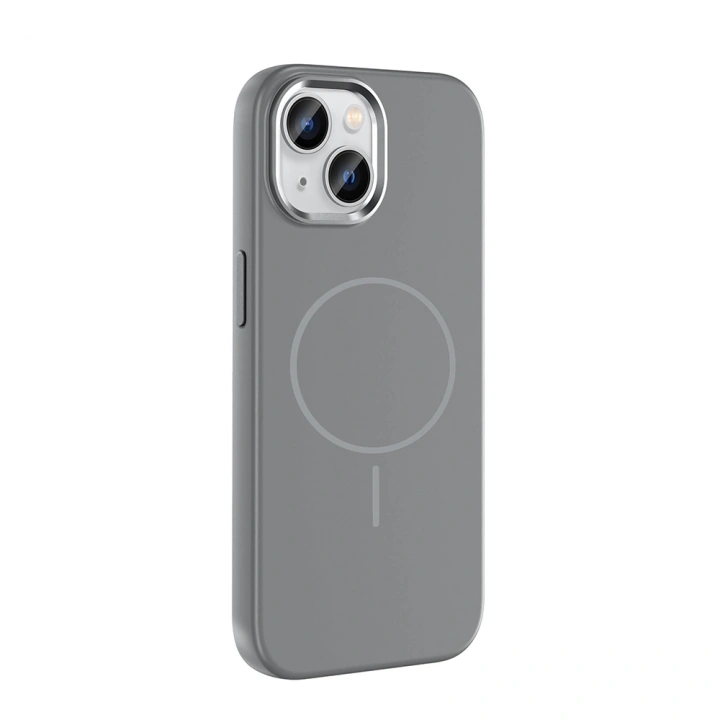 Apple iPhone 15 Kılıf M-Safe Şarj Özellikli Metal Kamera Çerçeveli Redclick Edi Silikon Kapak