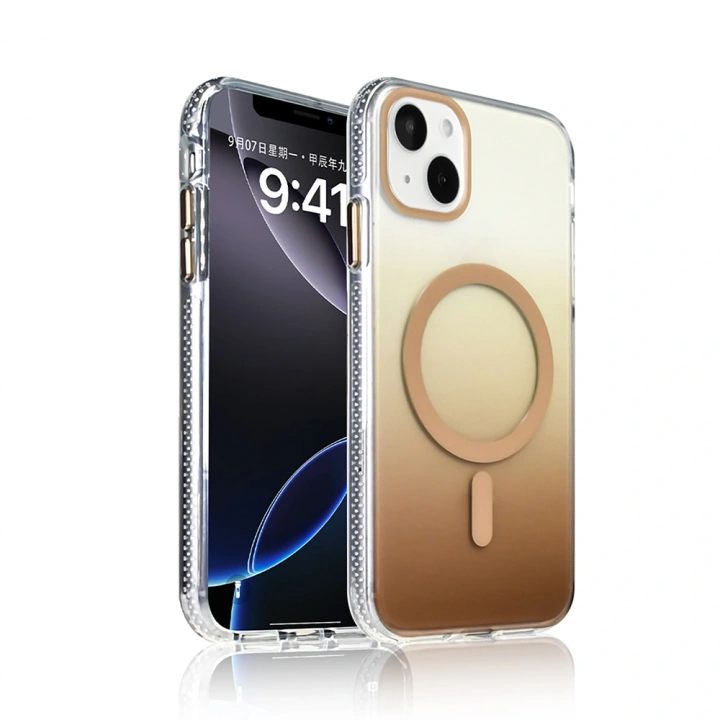 Apple iPhone 15 Kılıf M-safe Şarj Özellikli Transparan Renk Geçişli Redclick Toros Kapak