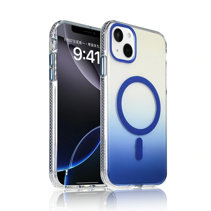 Apple iPhone 15 Kılıf M-safe Şarj Özellikli Transparan Renk Geçişli Redclick Toros Kapak