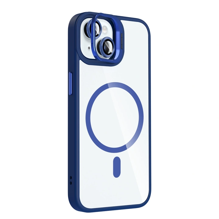 Apple iPhone 15 Kılıf Standlı ve Kamera Lens Hediyeli M-Safe Şarj Özellikli Redclick Etro Kapak