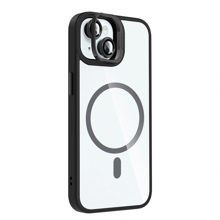 Apple iPhone 15 Kılıf Standlı ve Kamera Lens Hediyeli M-Safe Şarj Özellikli Redclick Etro Kapak