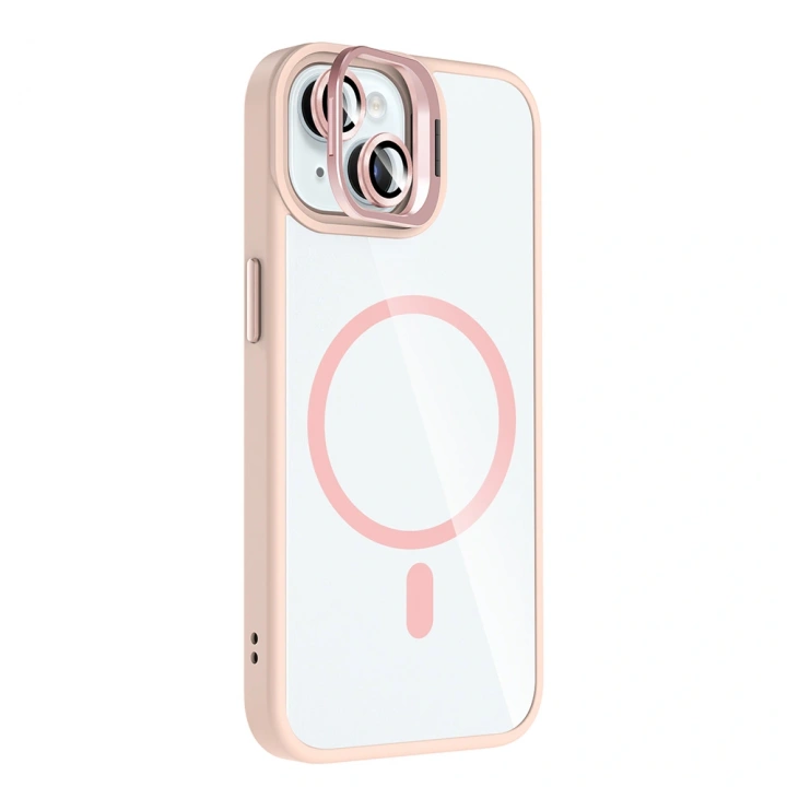 Apple iPhone 15 Kılıf Standlı ve Kamera Lens Hediyeli M-Safe Şarj Özellikli Redclick Etro Kapak