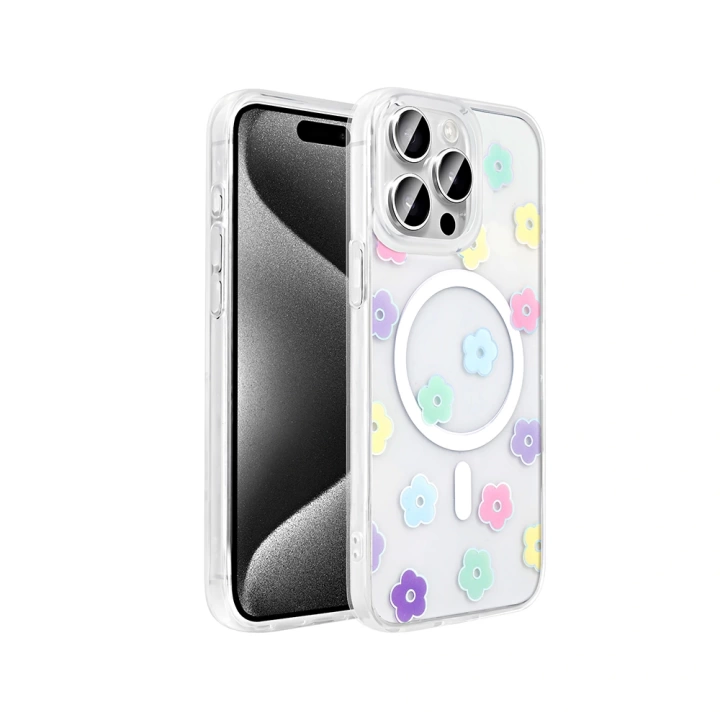Apple iPhone 15 Pro Kılıf M-Safe Şarj Özellikli Şeffaf Redclick Folk Sert Kapak