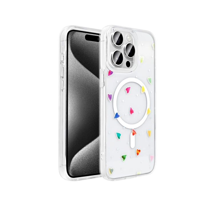 Apple iPhone 15 Pro Max Kılıf M-Safe Şarj Özellikli Şeffaf Redclick Folk Sert Kapak