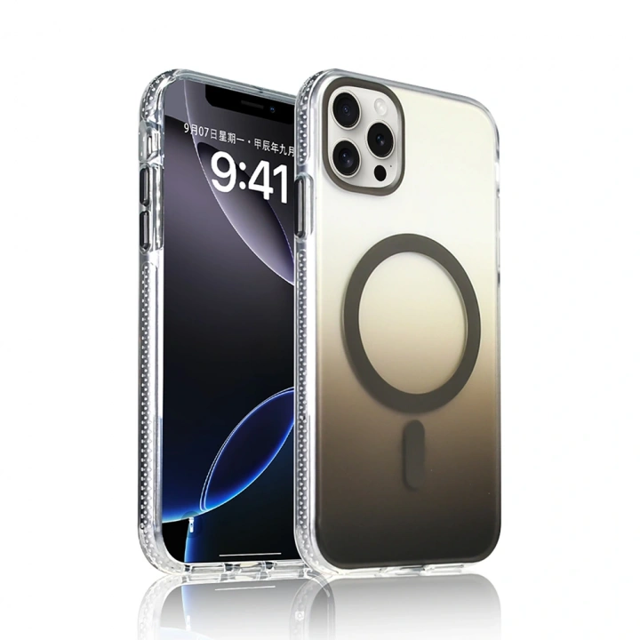 Apple iPhone 15 Pro Max Kılıf M-safe Şarj Özellikli Transparan Renk Geçişli Redclick Toros Kapak