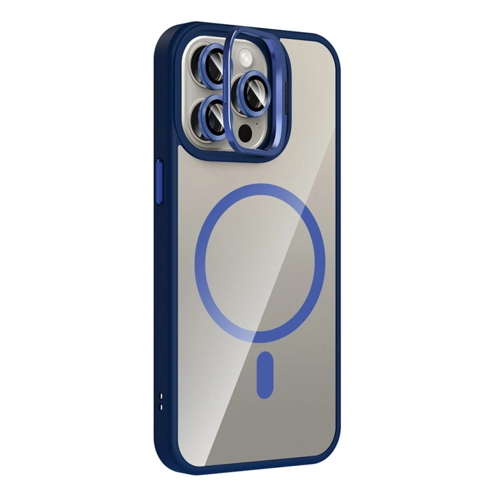 Apple iPhone 15 Pro Max Kılıf Standlı ve Kamera Lens Hediyeli M-Safe Şarj Özellikli Redclick Etro Kapak