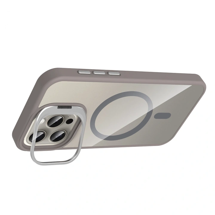 Apple iPhone 15 Pro Max Kılıf Standlı ve Kamera Lens Hediyeli M-Safe Şarj Özellikli Redclick Etro Kapak