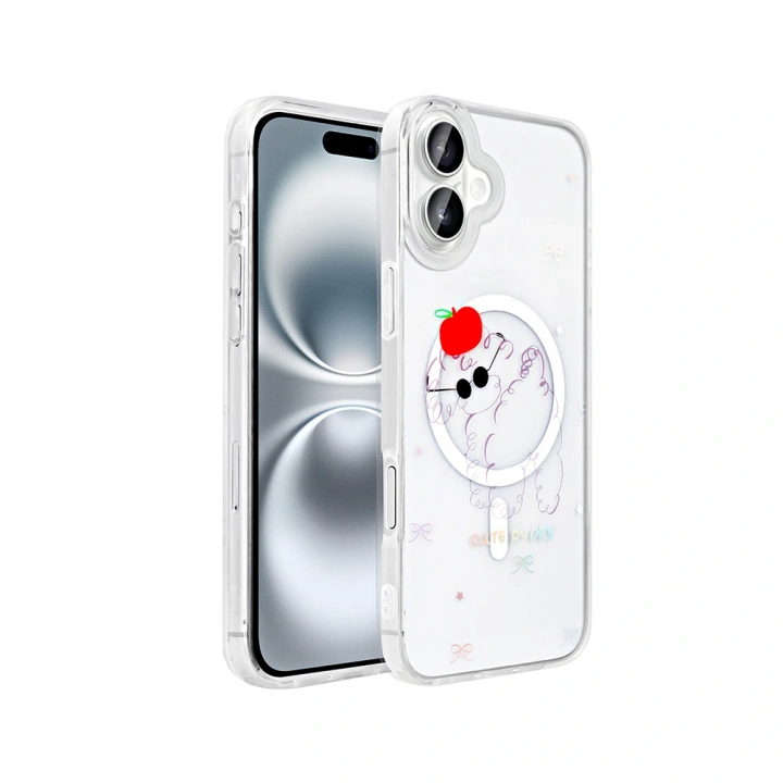 Apple iPhone 16 Kılıf M-Safe Şarj Özellikli Şeffaf Redclick Folk Sert Kapak