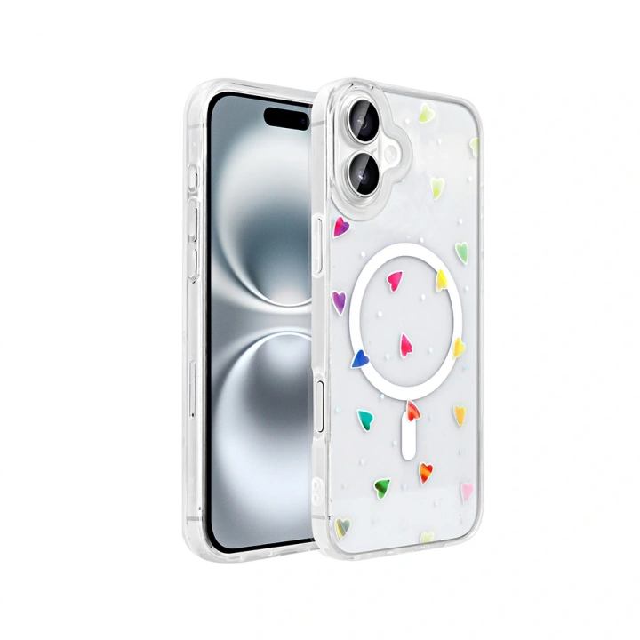 Apple iPhone 16 Kılıf M-Safe Şarj Özellikli Şeffaf Redclick Folk Sert Kapak