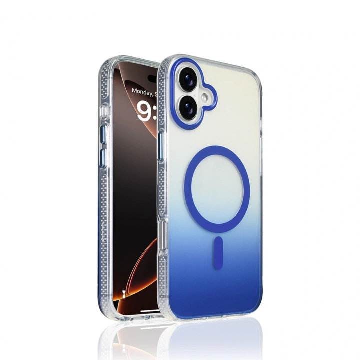 Apple iPhone 16 Kılıf M-safe Şarj Özellikli Transparan Renk Geçişli Redclick Toros Kapak