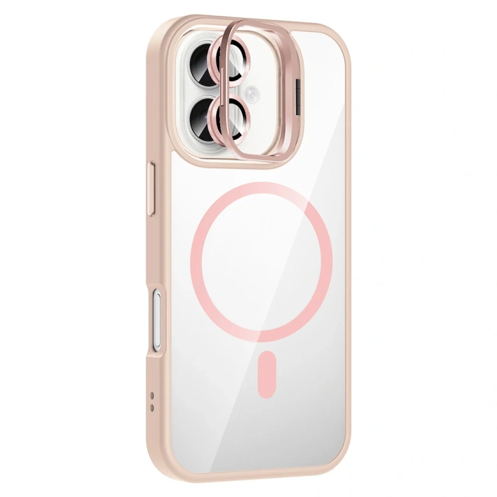 Apple iPhone 16 Kılıf Standlı ve Kamera Lens Hediyeli M-Safe Şarj Özellikli Redclick Etro Kapak